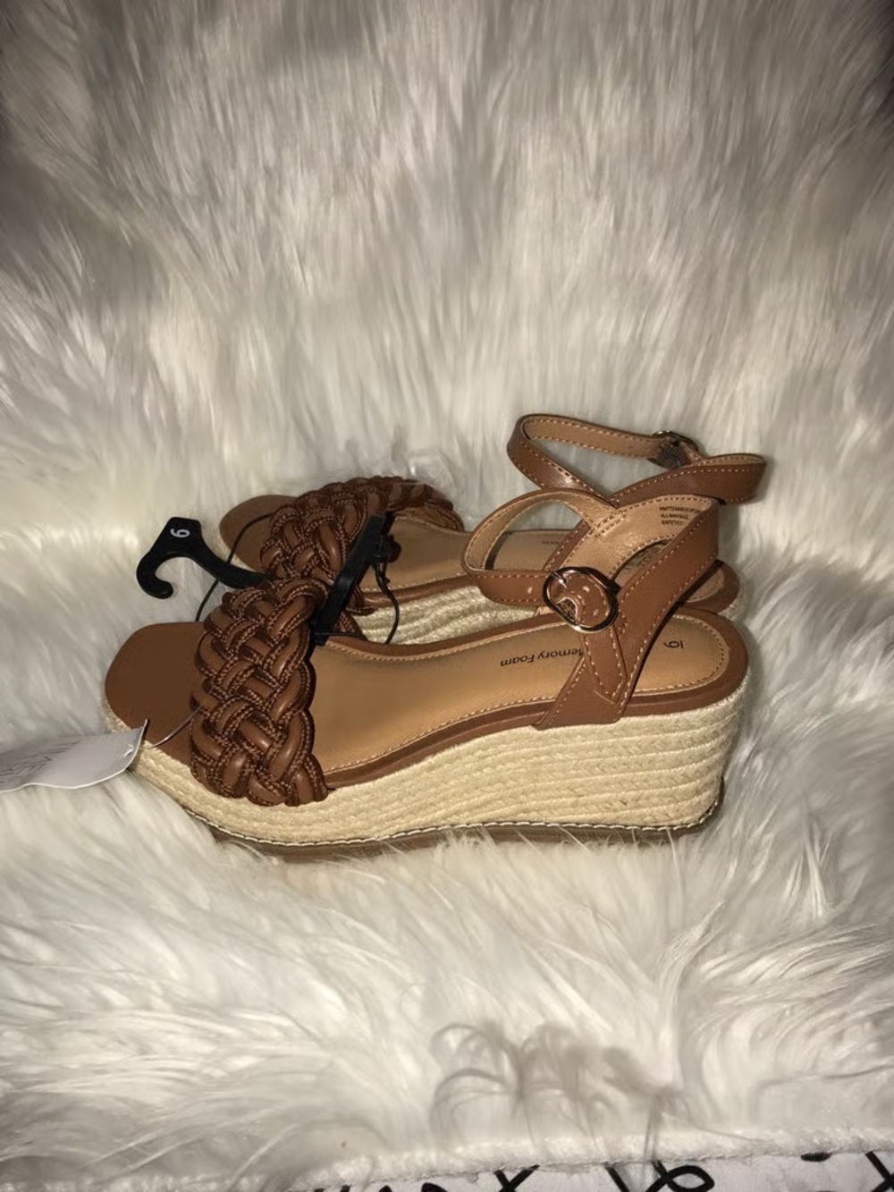 Time and Tru Brown Braided Espadrille Wedge Sandals